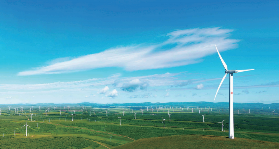 我國首個百萬千瓦級風電基地—大唐內蒙古赤峰塞罕壩風電場。